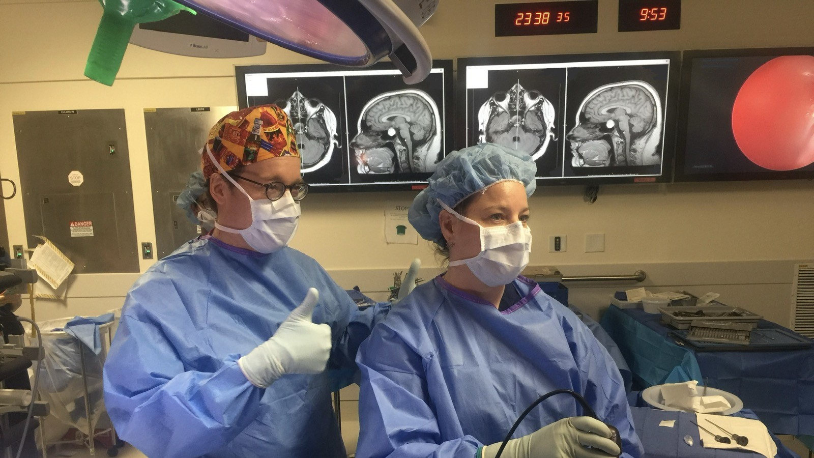 Neurosurgical team working in the operating room